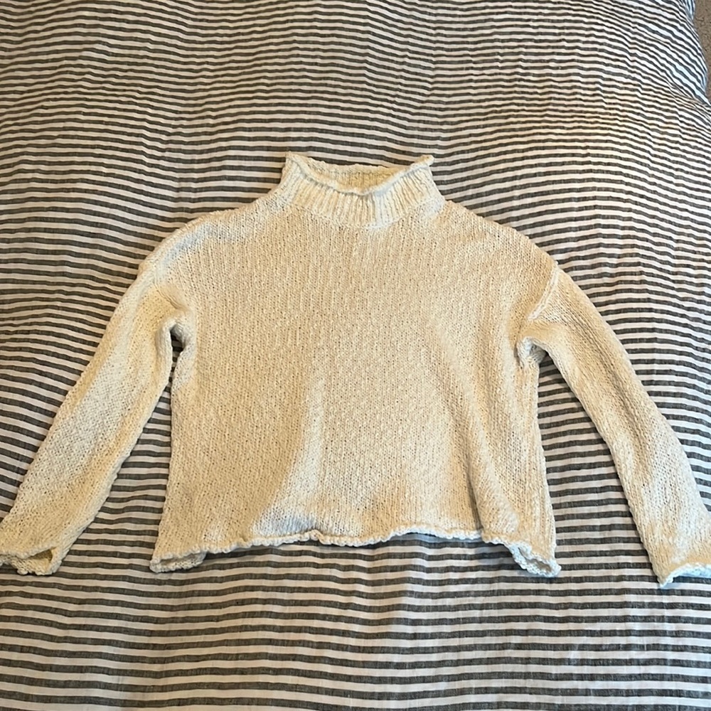 Cropped mock neck sweater